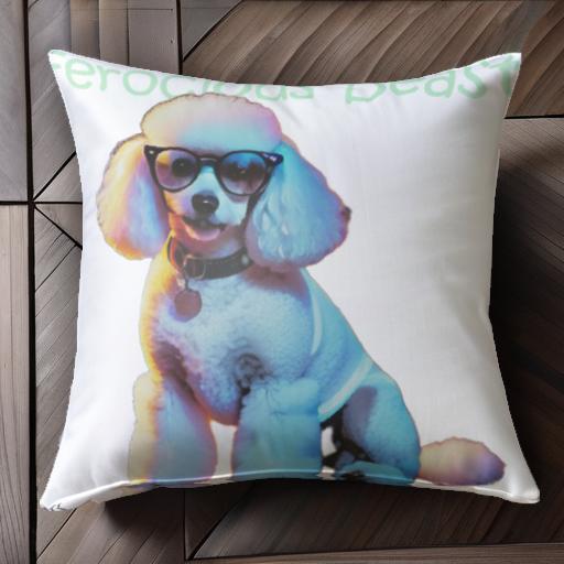 メガネ プードル 首輪 クッションカバー 45×45cm アニマル柄 おしゃれ 可愛い クッション本体付き 正方形 犬ファン