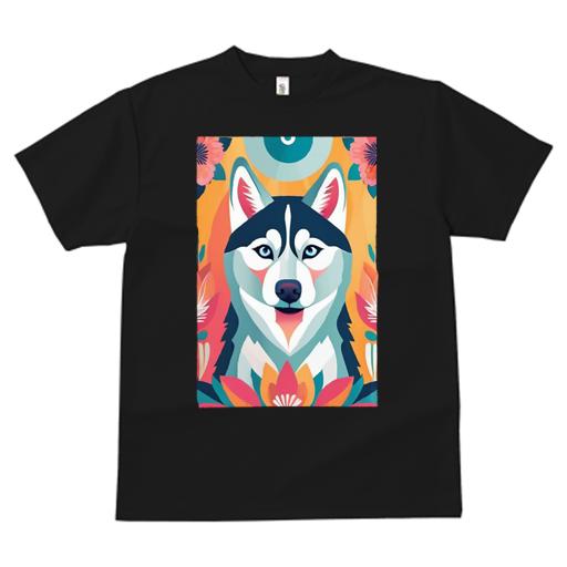 Tシャツ メンズ キッズ 犬ファン 半袖 春夏 犬柄 プリント カジュアル かわいい 人間用 フィットネス ダンス 花 シベリアンハスキー