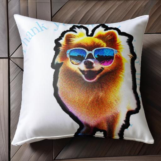 サングラス ポメラニアン クッションカバー 45×45cm アニマル柄 おしゃれ 可愛い クッション本体付き ..