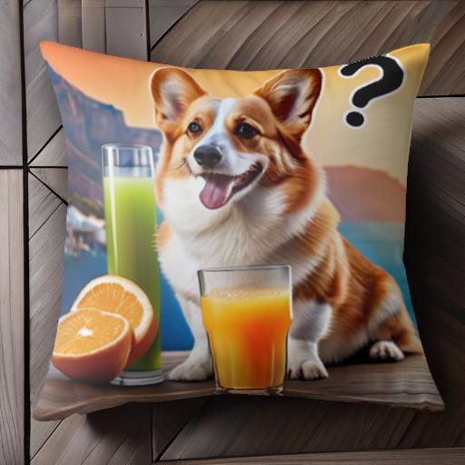 オレンジジュース コーギー グリーンスムージー オレンジ 海 クッションカバー 45×45cm アニマル柄 お..