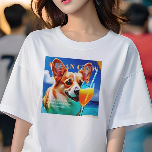 Tシャツ レディース 犬ファン 半袖 春夏 犬柄 プリント カジュアル かわいい 人間用 フィットネス ダン..