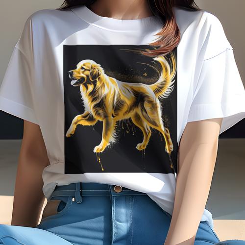 Tシャツ レディース 犬ファン 半袖 春夏 犬柄 プリント カジュアル かわいい 人間用 個性派 ここだけのデザイン 面白 ゴールデンレトリバー