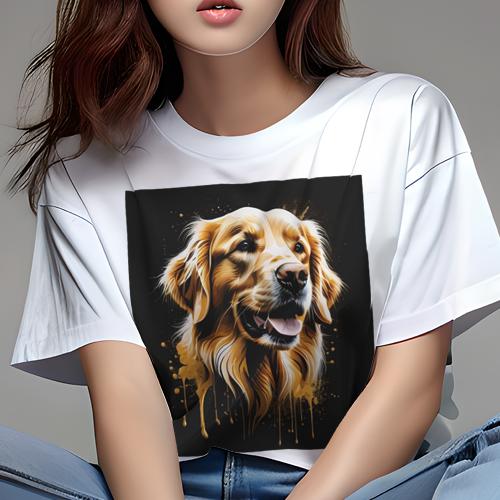 Tシャツ レディース 犬ファン 半袖 春夏 犬柄 プリント カジュアル かわいい 人間用 個性派 ここだけのデザイン 面白 ゴールデンレトリバー