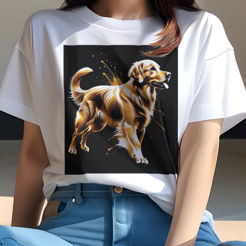 Tシャツ レディース 犬ファン 半袖 春夏 犬柄 プリント カジュアル かわいい 人間用 個性派 ここだけのデザイン 面白 ゴールデンレトリバー
