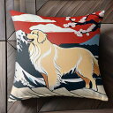 波 ゴールデンレトリバー 富士山 桜 日本画 クッションカバー 45×45cm アニマル柄 おしゃれ 可愛い クッション本体付き 正方形 犬ファン