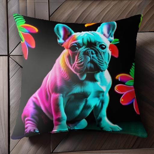 フレンチブルドッグ クッションカバー 45×45cm アニマル柄 おしゃれ 可愛い クッション本体付き 正方形..