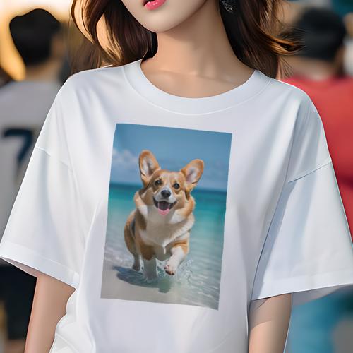 Tシャツ レディース 犬ファン 半袖 春夏 犬柄 プリント カジュアル かわいい 人間用 個性派 ここだけのデザイン 面白 海 コーギー ビーチ 夏 休暇 Tシャツ レディース 犬ファン 半袖 春夏 犬柄 プリント カジュアル かわいい 人間用 個性派 ここだけのデザイン 面白 海 コーギー ビーチ 夏 休暇