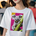 Tシャツ レディース 犬ファン 半袖 春夏 犬柄 プリント カジュアル かわいい 人間用 個性派 ここだけのデザイン 面白 コアラ 動物 かわいい ユーカリ オーストラリア