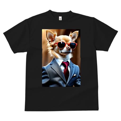 Tシャツ レディース 犬ファン 半袖 春夏 犬柄 プリント カジュアル かわいい 人間用 個性派 ここだけのデザイン 面白 スーツ チワワ ネクタイ サングラス