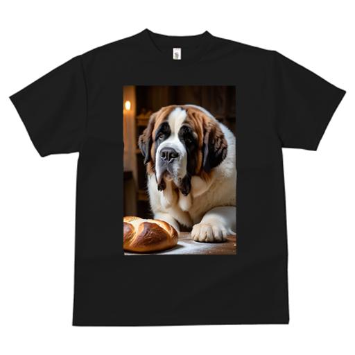 楽天フロントップ楽天市場店Tシャツ メンズ キッズ 犬ファン 半袖 春夏 犬柄 プリント カジュアル かわいい 人間用 個性派 ここだけのデザイン 面白 パン セントバーナード 焼き菓子 小麦粉
