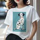 Tシャツ レディース 犬ファン 半袖 春夏 犬柄 プリント カジュアル かわいい 人間用 個性派 ここだけのデザイン 面白 水色 ダルメシアン 首輪(4)