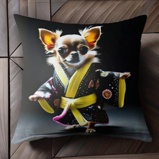 着物 チワワ 和風 日本 クッションカバー 45×45cm アニマル柄 おしゃれ 可愛い クッション本体付き 正..