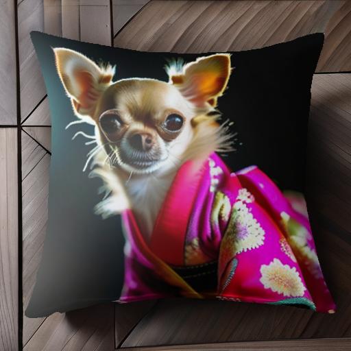 着物 チワワ クッションカバー 45×45cm アニマル柄 おしゃれ 可愛い クッション本体付き 正方形 犬ファン 着物 チワワ クッションカバー 45×45cm アニマル柄 おしゃれ 可愛い クッション本体付き 正方形 犬ファン