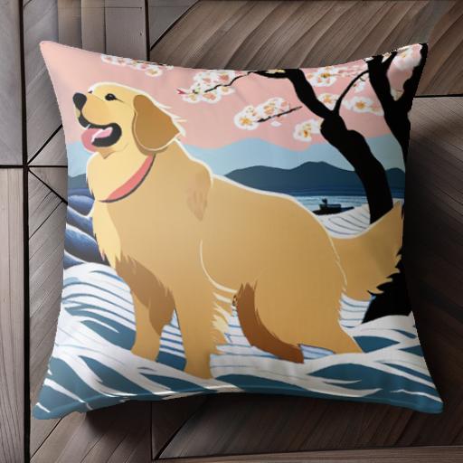 桜 ゴールデンレトリバー 海 波 木 クッションカバー 45×45cm アニマル柄 おしゃれ 可愛い クッション本体付き 正方形 犬ファン 桜 ゴールデンレトリバー 海 波 木 クッションカバー 45×45cm アニマル柄 おしゃれ 可愛い クッション本体付き 正方形 犬ファン