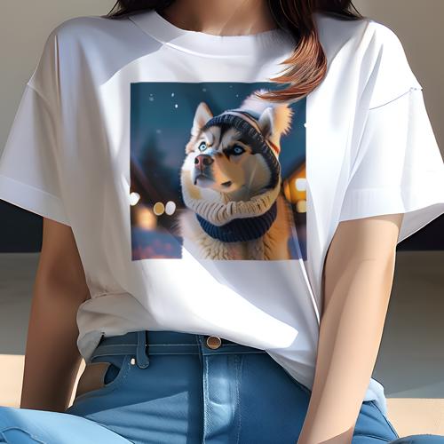 Tシャツ レディース 犬ファン 半袖 春夏 犬柄 プリント カジュアル かわいい 人間用 個性派 ここだけのデザイン 面白 帽子 シベリアンハスキー 雪 冬 ニット Tシャツ レディース 犬ファン 半袖 春夏 犬柄 プリント カジュアル かわいい 人間用 個性派 ここだけのデザイン 面白 帽子 シベリアンハスキー 雪 冬 ニット