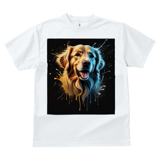 Tシャツ レディース 犬ファン 半袖 春夏 犬柄 プリント カジュアル かわいい 人間用 個性派 ここだけのデザイン 面白 アート ゴールデンレトリバー スプラッシュ
