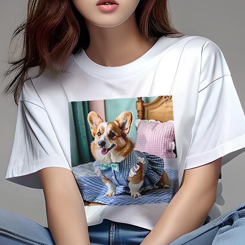 Tシャツ レディース 犬ファン 半袖 春夏 犬柄 プリント カジュアル かわいい 人間用 個性派 ここだけの..
