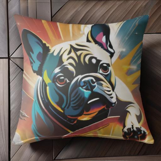 宇宙 フレンチブルドッグ スペース SF アート クッションカバー 45×45cm アニマル柄 おしゃれ 可愛い クッション本体付き 正方形 犬ファン
