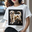 Tシャツ レディース 犬ファン 半袖 春夏 犬柄 プリント カジュアル かわいい 人間用 個性派 ここだけのデザイン 面白 ゴールデンレトリバー(4)