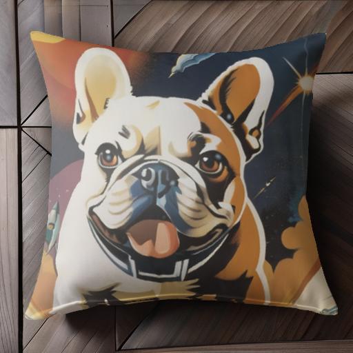 宇宙 フレンチブルドッグ ロケット クッションカバー 45×45cm アニマル柄 おしゃれ 可愛い クッション本体付き 正方形 犬ファン