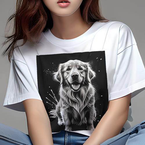 Tシャツ レディース 犬ファン 半袖 春夏 犬柄 プリント カジュアル かわいい 人間用 個性派 ここだけのデザイン 面白 ゴールデンレトリバー