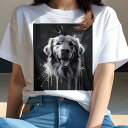 Tシャツ レディース 犬ファン 半袖 春夏 犬柄 プリント カジュアル かわいい 人間用 個性派 ここだけのデザイン 面白 ゴールデンレトリバー(4)