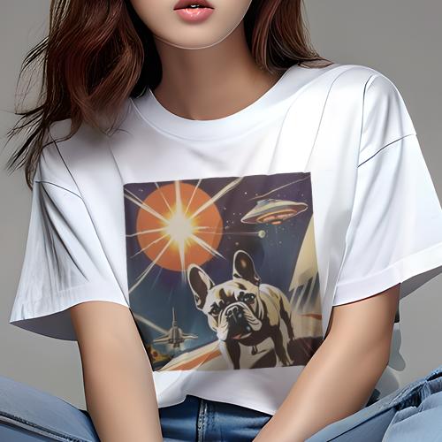 Tシャツ レディース 犬ファン 半袖 春夏 犬柄 プリント カジュアル かわいい 人間用 個性派 ここだけのデザイン 面白 宇宙 フレンチブルドッグ 宇宙船 スペースシャトル 惑星 Tシャツ レディース 犬ファン 半袖 春夏 犬柄 プリント カジュアル かわいい 人間用 個性派 ここだけのデザイン 面白 宇宙 フレンチブルドッグ 宇宙船 スペースシャトル 惑星
