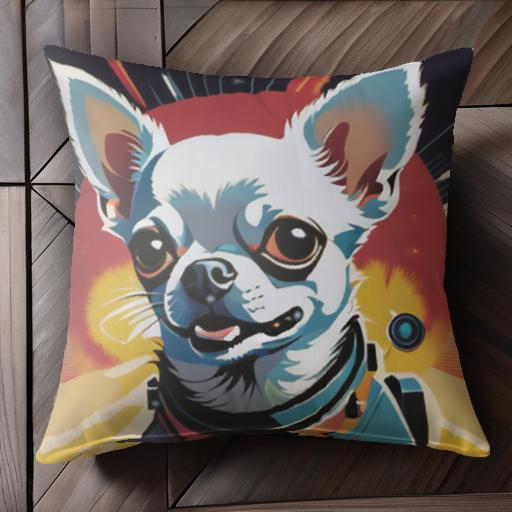 宇宙 チワワ スペース レトロ ポップアート クッションカバー 45×45cm アニマル柄 おしゃれ 可愛い ク..