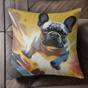 宇宙 フレンチブルドッグ スペースシャトル クッションカバー 45×45cm アニマル柄 おしゃれ 可愛い クッション本体付き 正方形 犬ファン