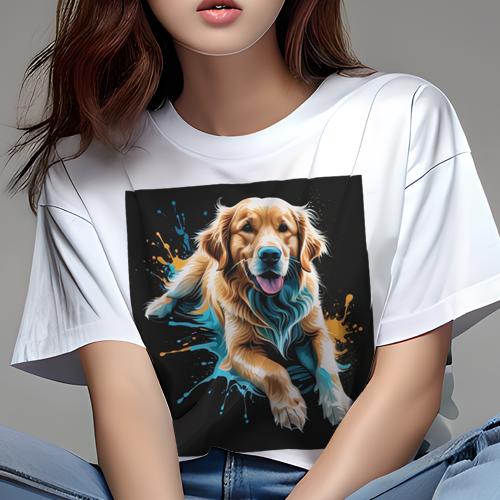 Tシャツ レディース 犬ファン 半袖 春夏 犬柄 プリント カジュアル かわいい 人間用 個性派 ここだけのデザイン 面白 ゴールデンレトリバー