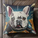 宇宙 フレンチブルドッグ スペース アート クッションカバー 45×45cm アニマル柄 おしゃれ 可愛い クッション本体付き 正方形 犬ファン
