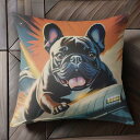 宇宙 フレンチブルドッグ ロケット クッションカバー 45×45cm アニマル柄 おしゃれ 可愛い クッション本体付き 正方形 犬ファン
