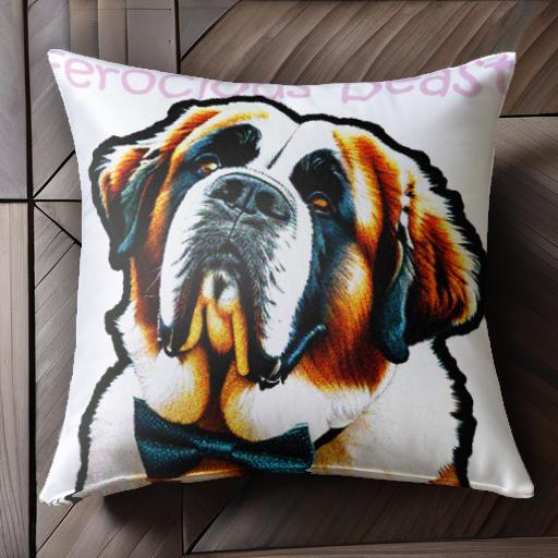 蝶ネクタイ セントバーナード クッションカバー 45×45cm アニマル柄 おしゃれ 可愛い クッション本体付き 正方形 犬ファン