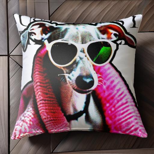サングラス イタリアングレーハウンド バスローブ クッションカバー 45×45cm アニマル柄 おしゃれ 可愛..
