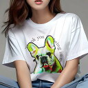 Tシャツ レディース 犬ファン 半袖 春夏 犬柄 プリント カジュアル かわいい 人間用 個性派 ここだけのデザイン 面白 フレンチブルドッグ(4)