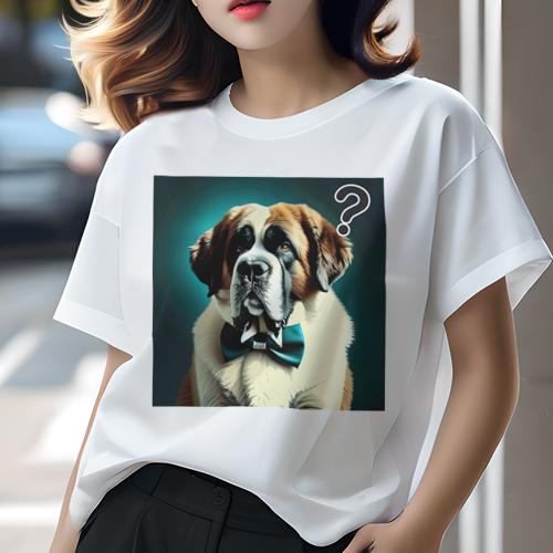 Tシャツ レディース 犬ファン 半袖 春夏 犬柄 プリント カジュアル かわいい 人間用 個性派 ここだけのデザイン 面白 蝶ネクタイ セントバーナード Tシャツ レディース 犬ファン 半袖 春夏 犬柄 プリント カジュアル かわいい 人間用 個性派 ここだけのデザイン 面白 蝶ネクタイ セントバーナード