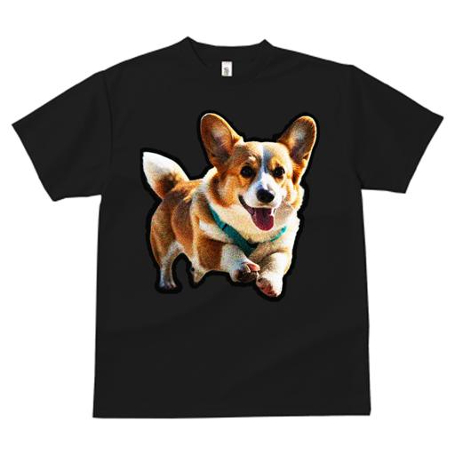 Tシャツ レディース 犬ファン 半袖 春夏 犬柄 プリント カジュアル かわいい 人間用 個性派 ここだけのデザイン 面白 散歩 コーギー かわいい 笑顔 ハーネス