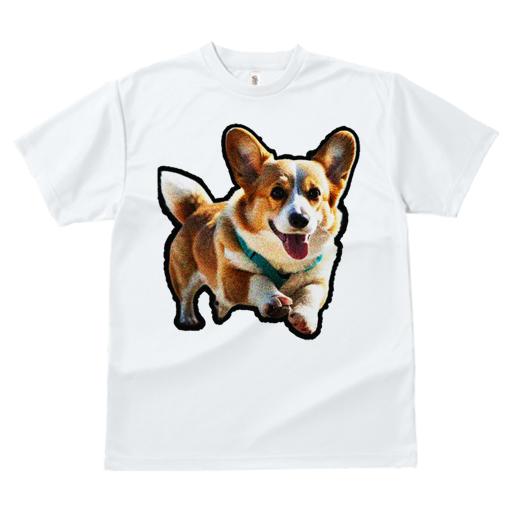Tシャツ レディース 犬ファン 半袖 春夏 犬柄 プリント カジュアル かわいい 人間用 個性派 ここだけのデザイン 面白 散歩 コーギー かわいい 笑顔 ハーネス