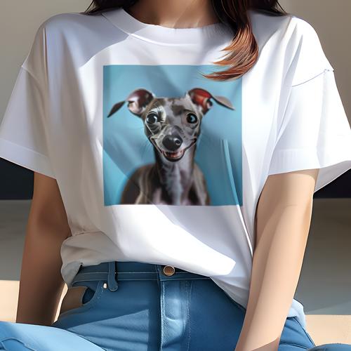 Tシャツ レディース 犬ファン 半袖 春夏 犬柄 プリント カジュアル かわいい 人間用 個性派 ここだけのデザイン 面白 イタリアングレーハウンド