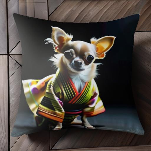 着物 チワワ 和風 ドッグウェア クッションカバー 45×45cm アニマル柄 おしゃれ 可愛い クッション本体..