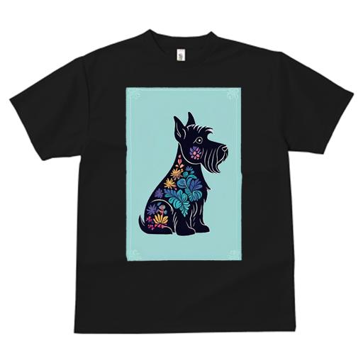 スコティッシュテリア Tシャツ レディース 犬ファン 半袖 春夏 犬柄 プリント カジュアル かわいい 人間用 個性派 ここだけのデザイン 面白 花柄 スコティッシュテリア