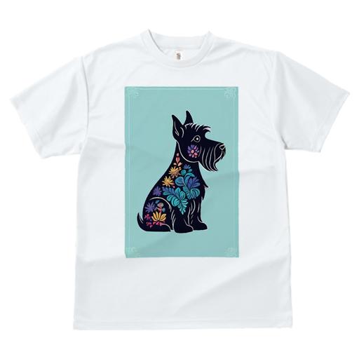スコティッシュテリア Tシャツ レディース 犬ファン 半袖 春夏 犬柄 プリント カジュアル かわいい 人間用 個性派 ここだけのデザイン 面白 花柄 スコティッシュテリア
