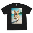 コーギー Tシャツ メンズ キッズ 犬ファン 半袖 春夏 犬柄 プリント カジュアル かわいい 人間用 個性派 ここだけのデザイン 面白 ビーチ コーギー 海 夏 休暇