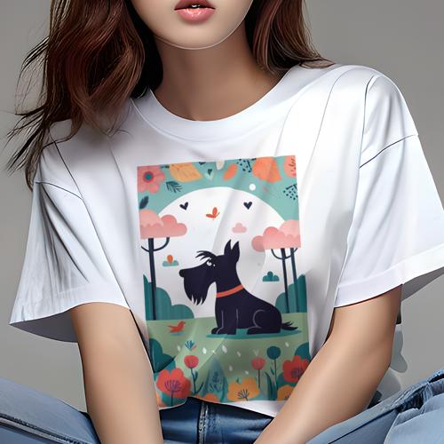 スコティッシュテリア Tシャツ レディース 犬ファン 半袖 春夏 犬柄 プリント カジュアル かわいい 人間用 個性派 ここだけのデザイン 面白 花 スコティッシュテリア 木 ハート 蝶 スコティッシュテリア Tシャツ レディース 犬ファン 半袖 春夏 犬柄 プリント カジュアル かわいい 人間用 個性派 ここだけのデザイン 面白 花 スコティッシュテリア 木 ハート 蝶