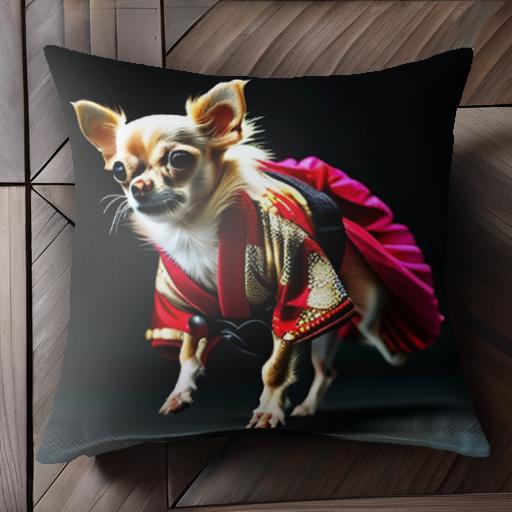 着物 チワワ クッションカバー 45×45cm アニマル柄 おしゃれ 可愛い クッション本体付き 正方形 犬ファン