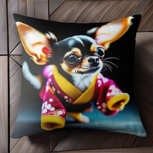 著物 チワワ 犬服 クッションカバー 45×45cm アニマル柄 おしゃれ 可愛(ài)い クッション本體付き 正方形 犬ファン