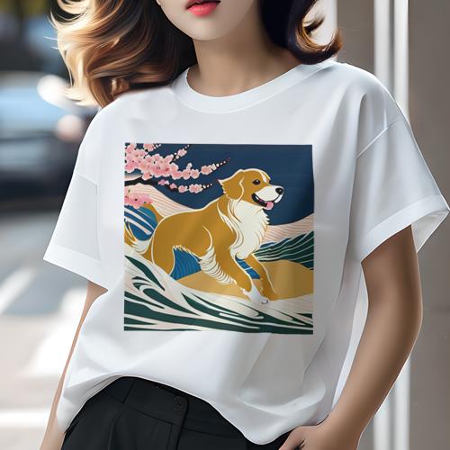 ゴールデンレトリバー Tシャツ レディース 犬ファン 半袖 春夏 犬柄 プリント カジュアル かわいい 人間用 個性派 ここだけのデザイン 面白 桜 ゴールデンレトリバー 波 日本画 ゴールデンレトリバー Tシャツ レディース 犬ファン 半袖 春夏 犬柄 プリント カジュアル かわいい 人間用 個性派 ここだけのデザイン 面白 桜 ゴールデンレトリバー 波 日本画