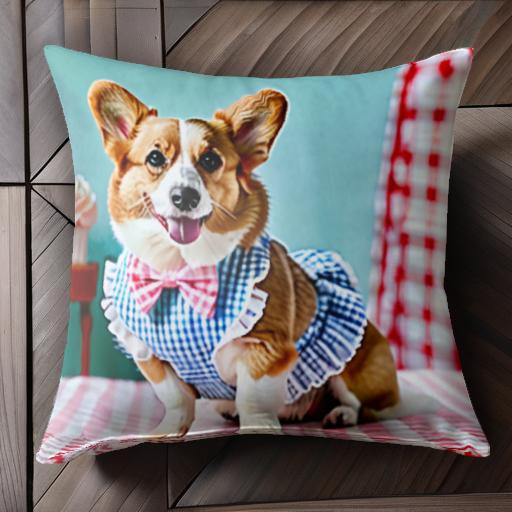 カップケーキ コーギー ギンガムチェック クッションカバー 45×45cm アニマル柄 おしゃれ 可愛い クッ..