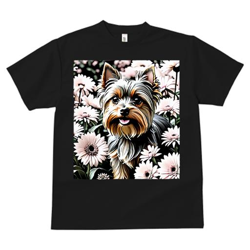 ヨークシャーテリア Tシャツ レディース 犬ファン 半袖 春夏 犬柄 プリント カジュアル かわいい 人間用 個性派 ここだけのデザイン 面白 花 ヨークシャーテリア デイジー
