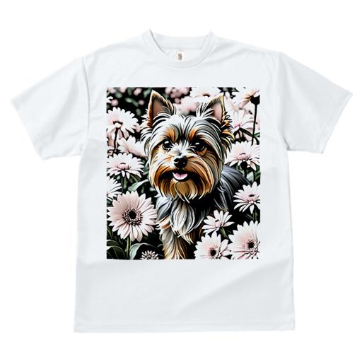 ヨークシャーテリア Tシャツ レディース 犬ファン 半袖 春夏 犬柄 プリント カジュアル かわいい 人間用 個性派 ここだけのデザイン 面白 花 ヨークシャーテリア デイジー